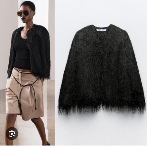 ZARA FRINGED CARDIGAN JACKET - Picture 1 of 14